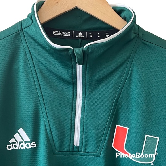 Adidas Green Miami Hurricanes Freelift Sport Raglan climalite Quarter-Zip Jacket - Picture 3 of 8